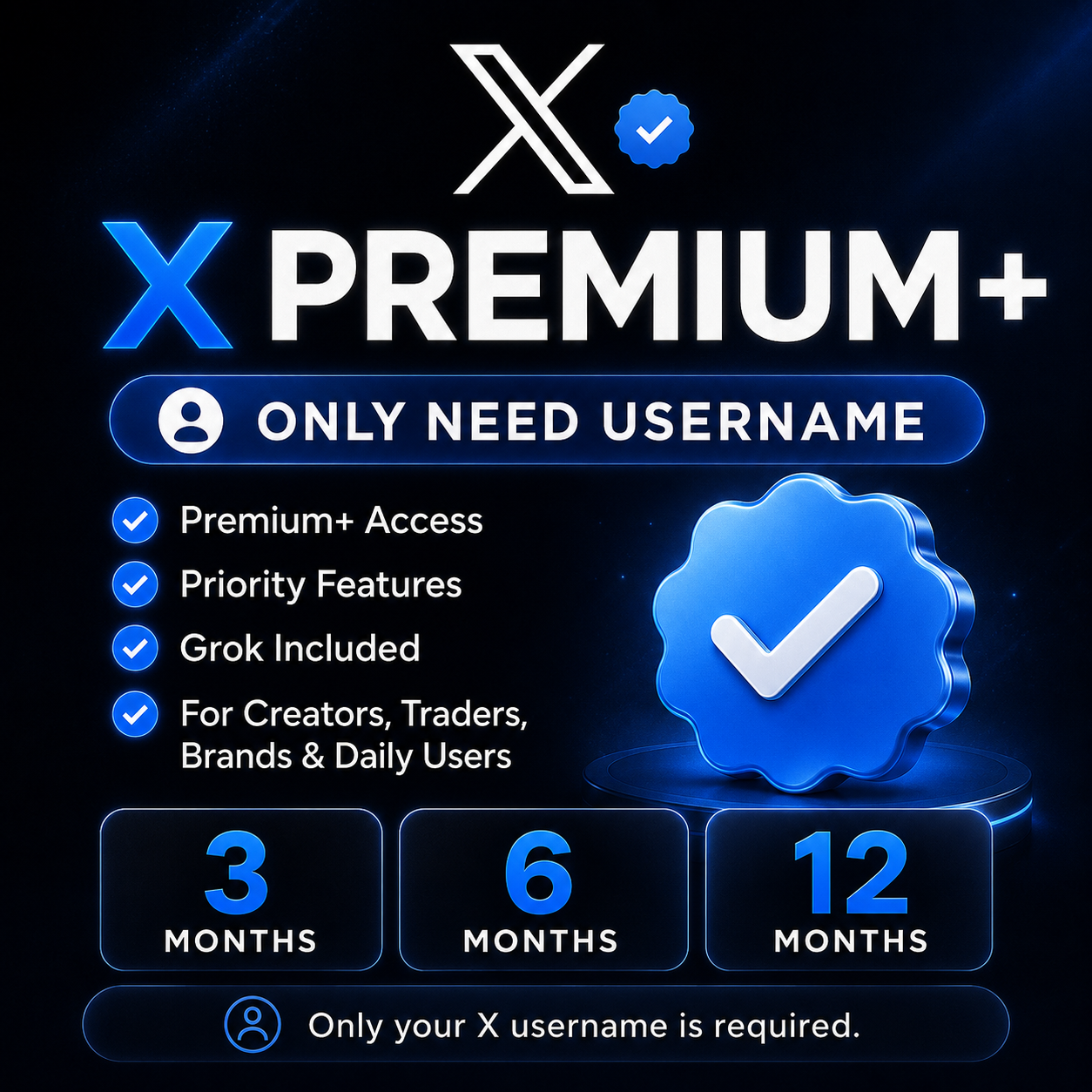 Twitter / X Premium Plus (Only Need Username)
